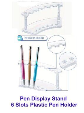 Pen Display Stand, 6 Slots Plastic Pen Holder  1 Piece